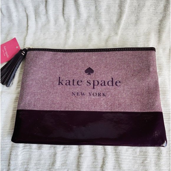 NWT Kate Spade Ash Street Deep Plum Large Tassel Clutch WLRU5328 - Picture 5 of 6